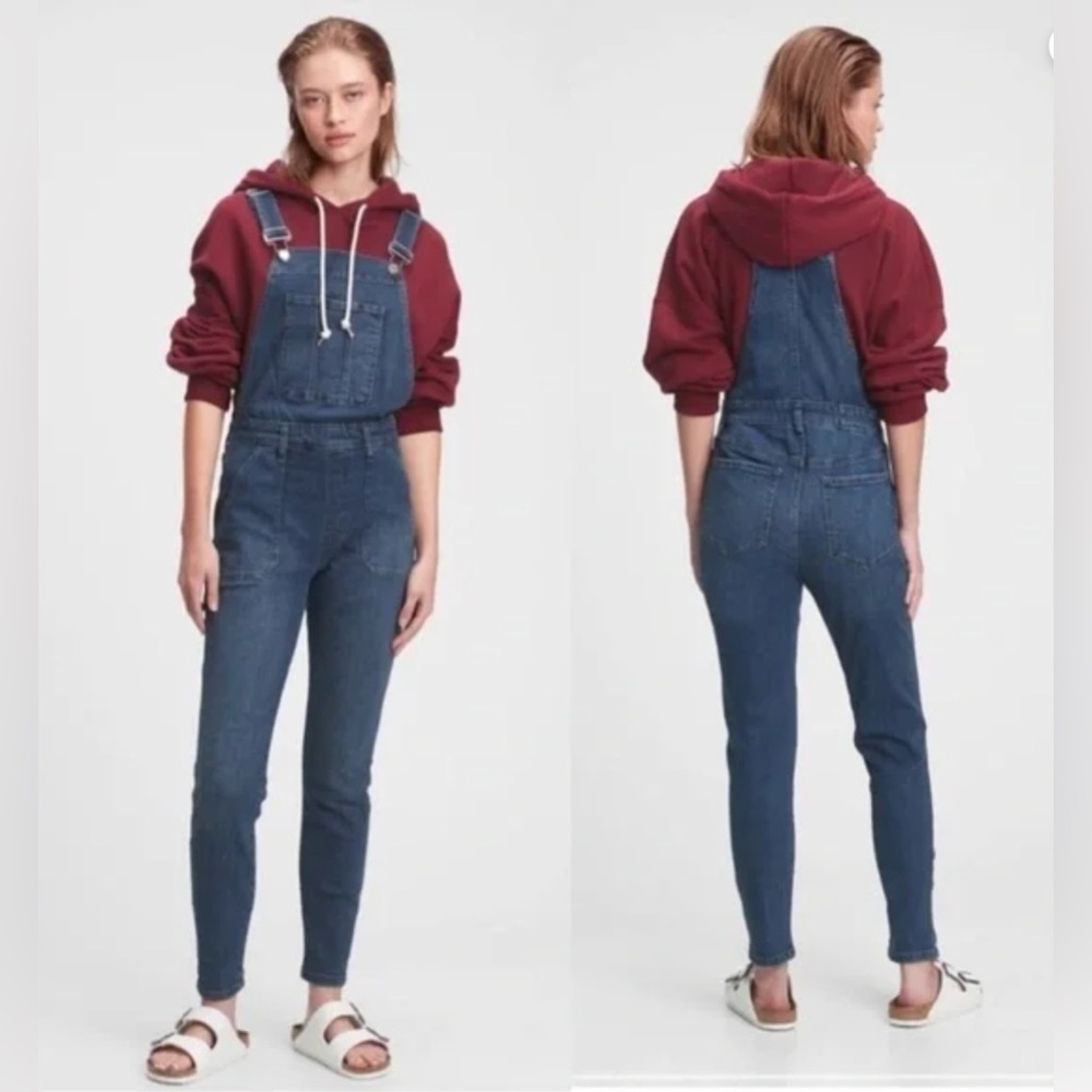 GAP Medium Indigo Denim Overalls Skinny Leg Sz L